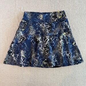 Dona Jo Women Blue Snakeskin Print Athletic Skort Tennis Golf Skirt Size 1 EUC